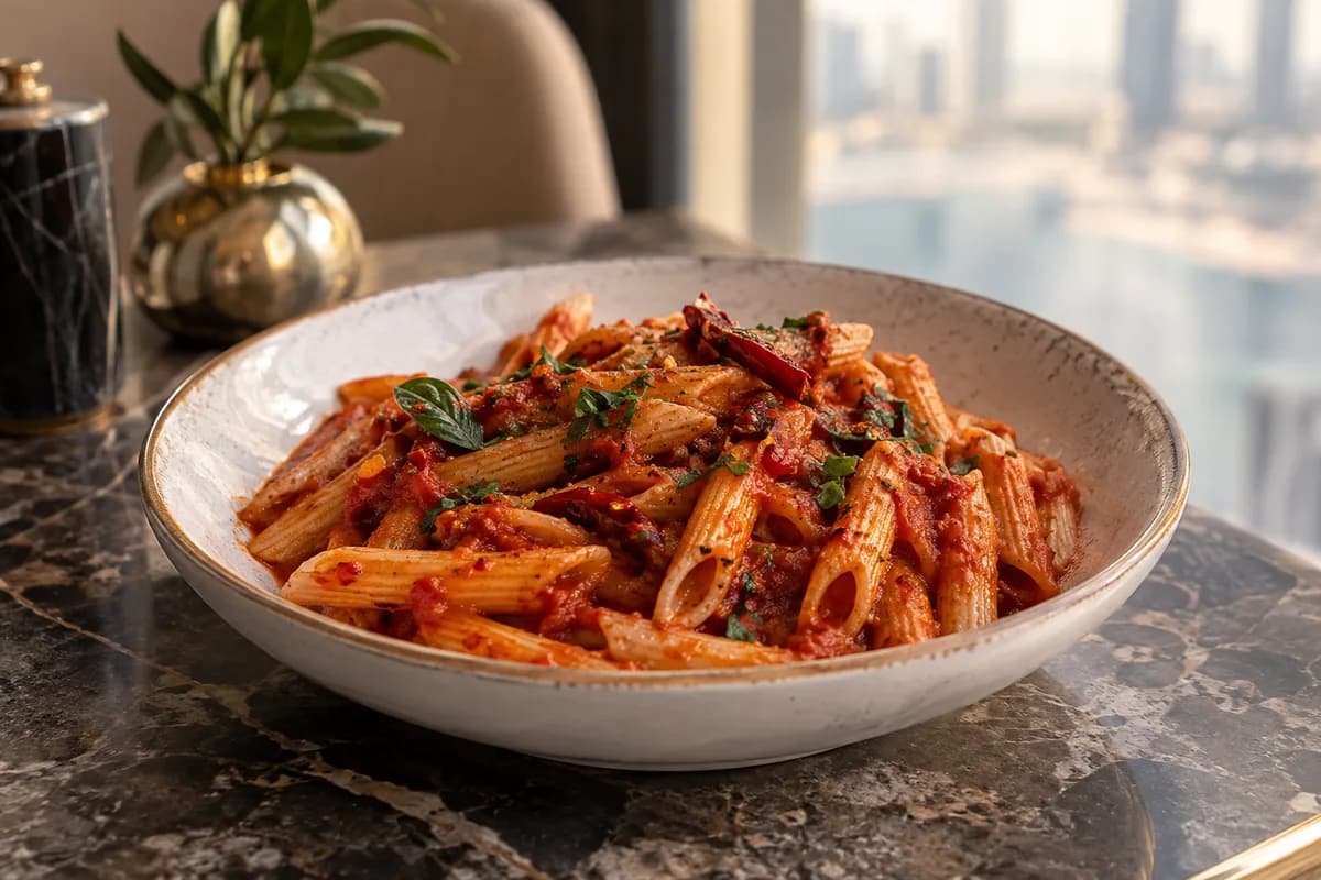 Arrabbiata Penne at Your Moment Restaurant & Cafe