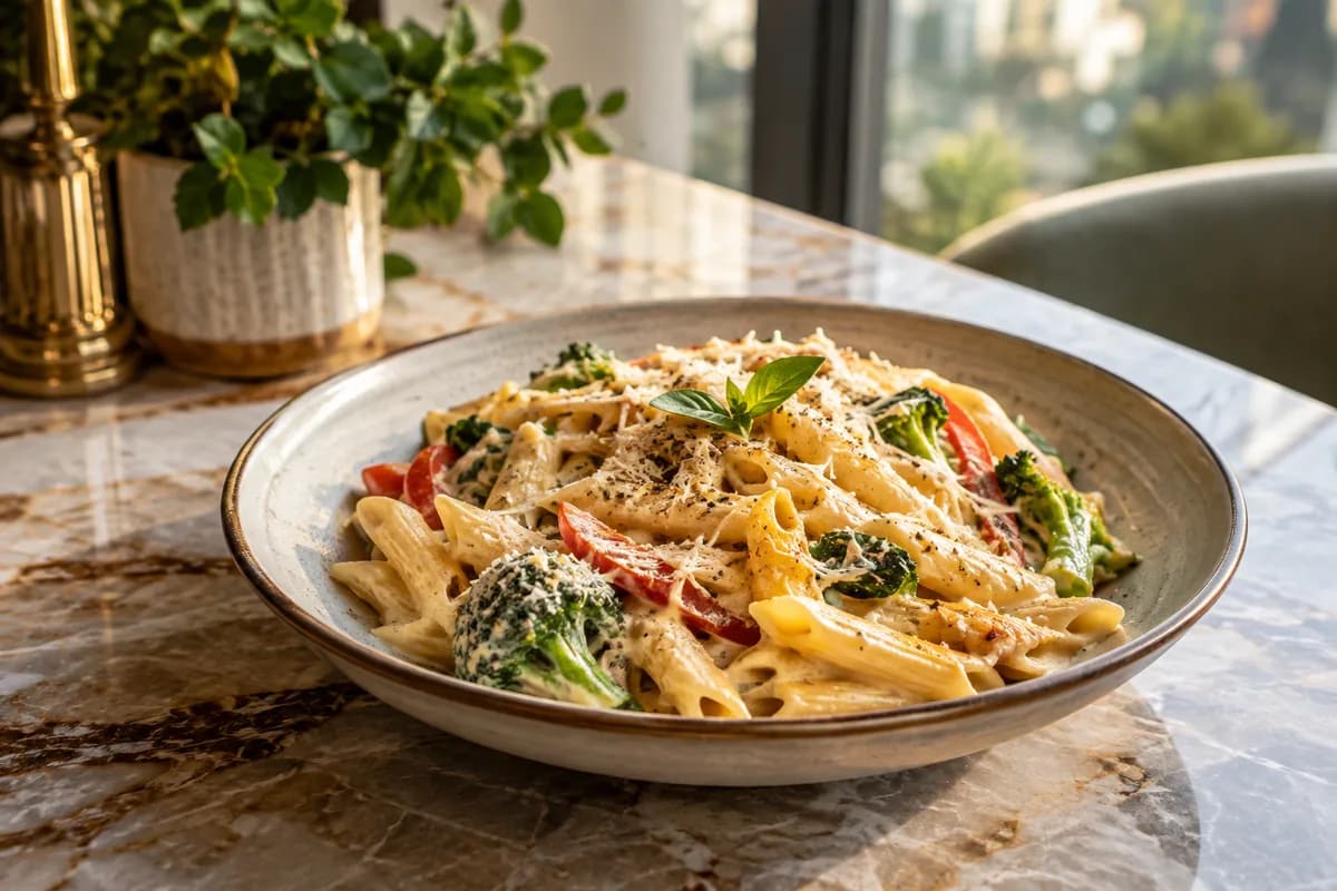 Creamy Vegetable Penne at Your Moment Restaurant & Cafe