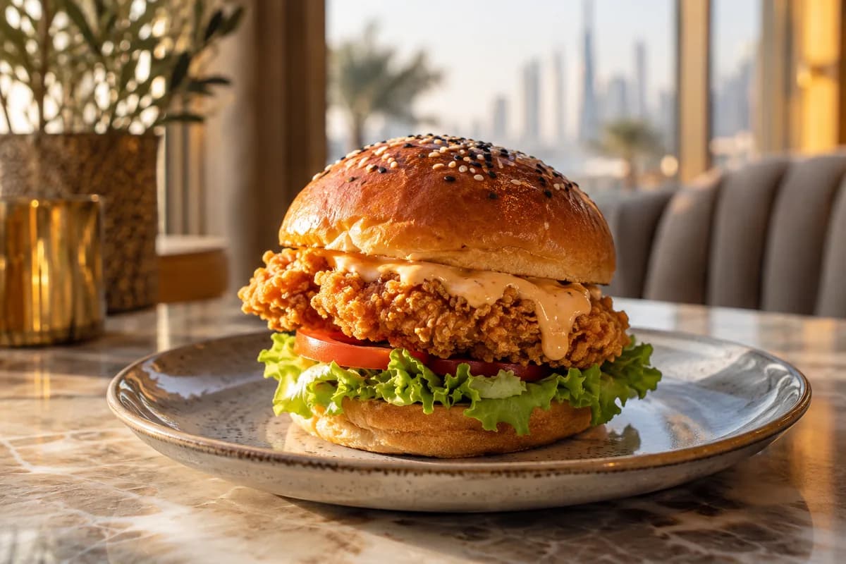 Crispy Chicken Burger at Your Moment Restaurant & Cafe