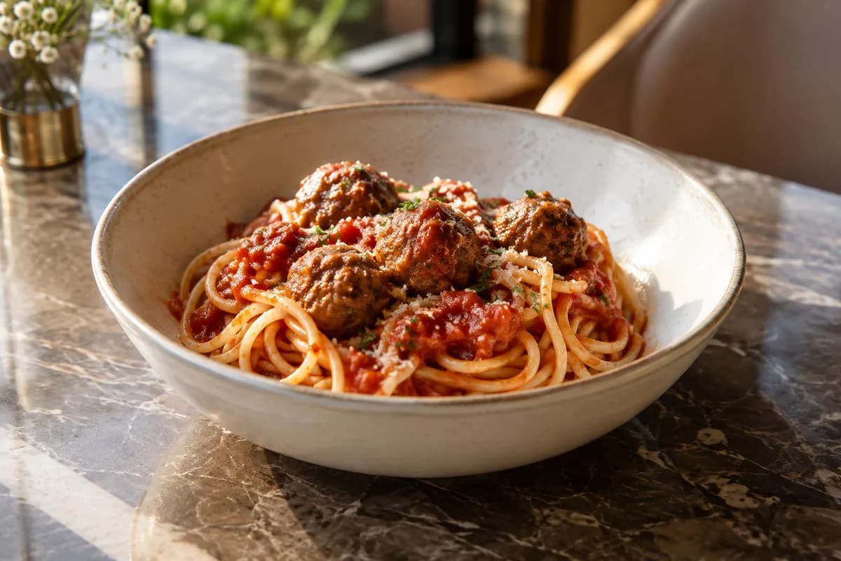 Spaghetti Mini Meatballs at Your Moment Restaurant & Cafe