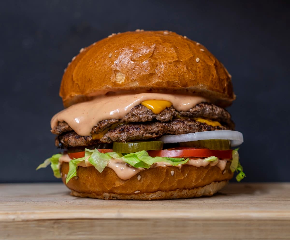 House burger served with fries