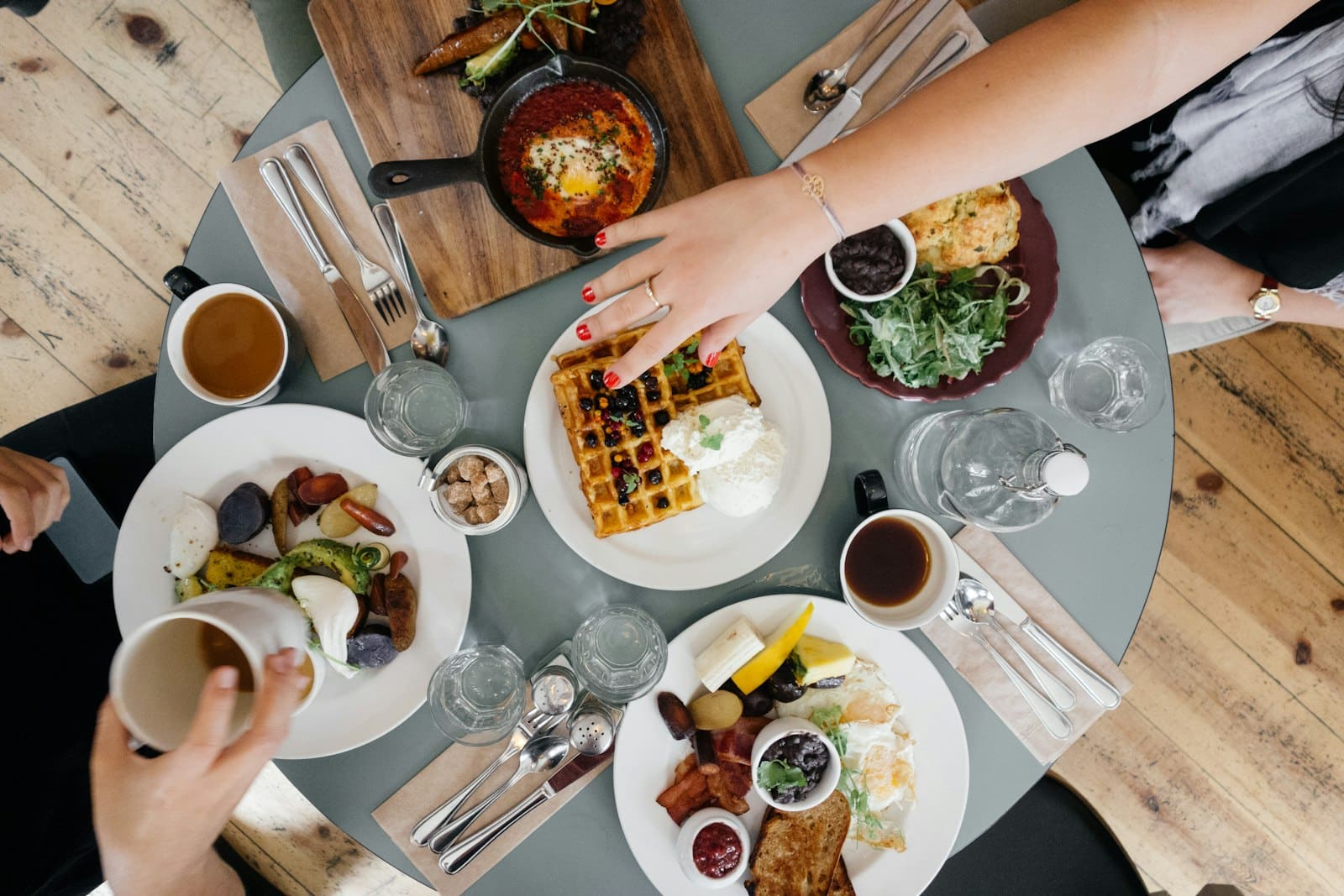 A long table set for a group celebration